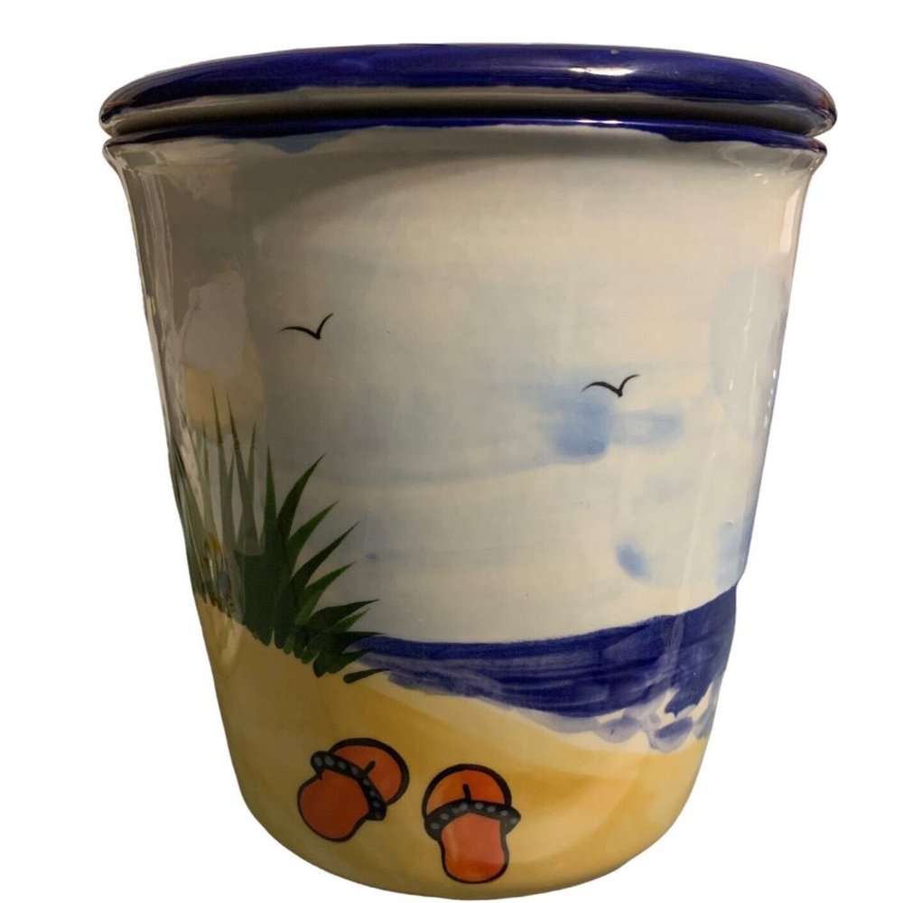 Nola Watkins Hand Painted Oil Warmer Tealight Burner Beach Scene